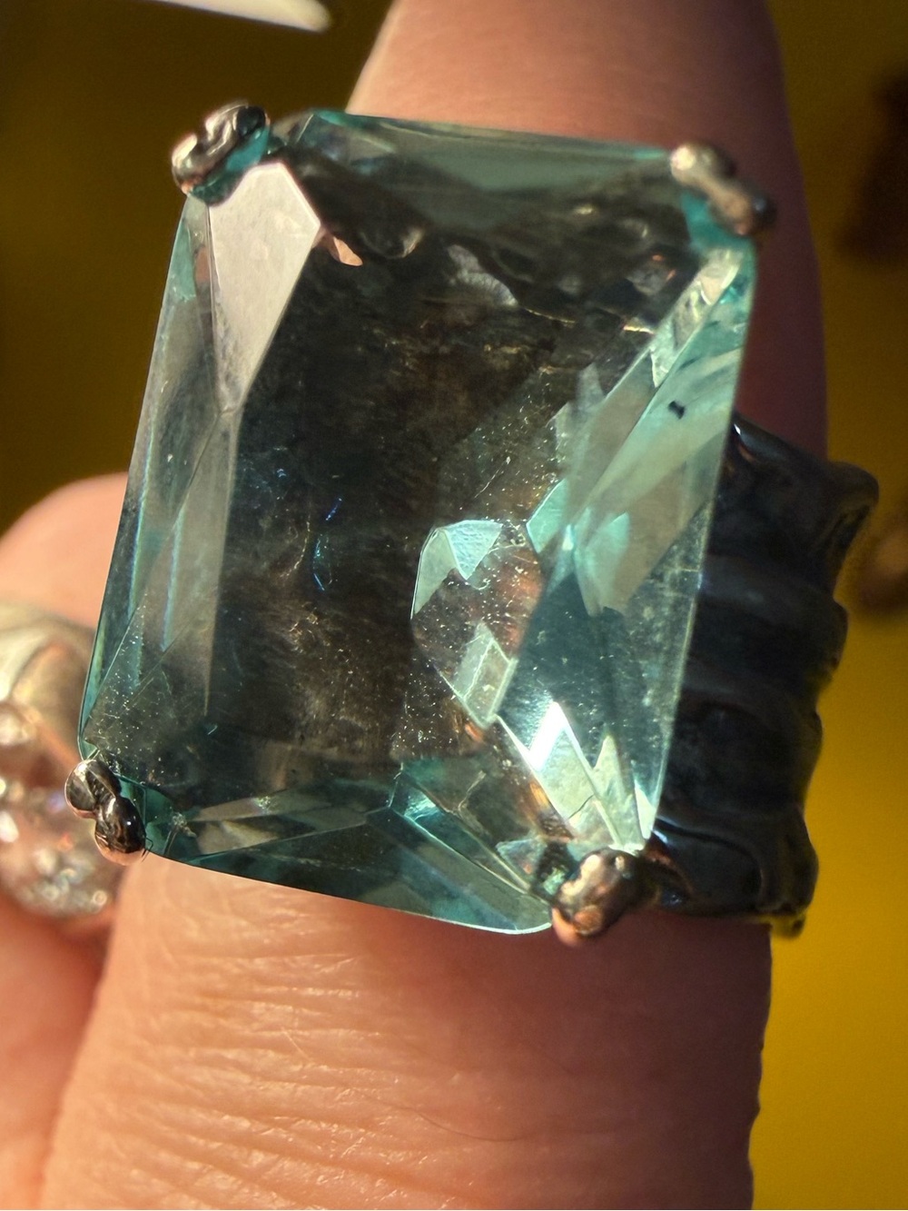 Silpada Aqua Glass Cocktail Ring 925 Sterling Silver Statement Ring R1608 - Picture 12 of 12